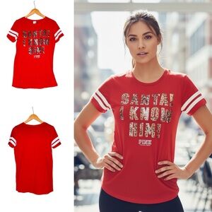 PINK by Victoria’s Secret SANTA! I KNOW HIM T-Shirt XS